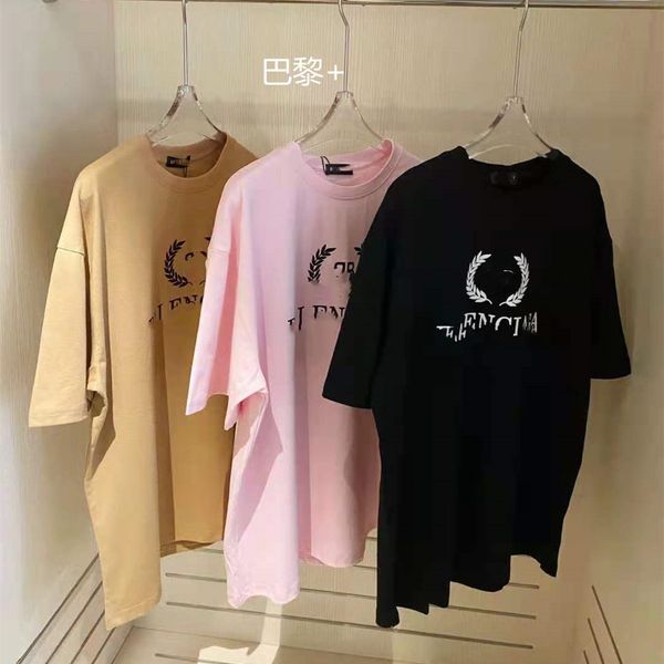 

design clothing summer 2021 new + wheat ear short sleeve t-shirt for men and women casual loose fashion trend 071203, White