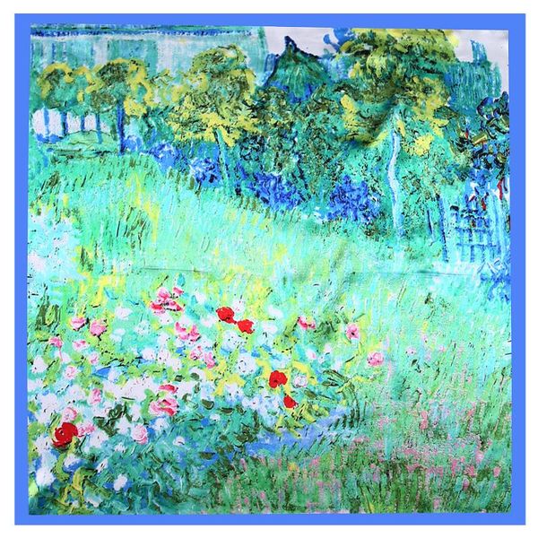 

scarves oil print small square scarf beautiful style women's silk 100%, fashionable ladies hair band handkerchief beach shawl r60, Blue;gray