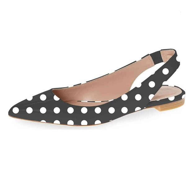 

dress shoes lovirs women polka dot pointed toe slingback flats slip on casual plus size us 5-15 nob7, Black