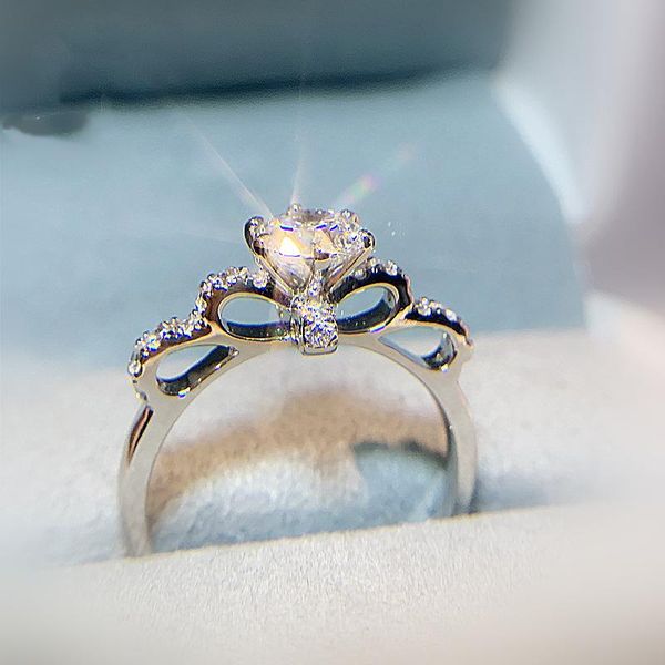 

cluster rings 18k white gold jewelry ring for women pure natural 2 moissanite bizuteria anillos de wedding gemstone bijoux femme, Golden;silver