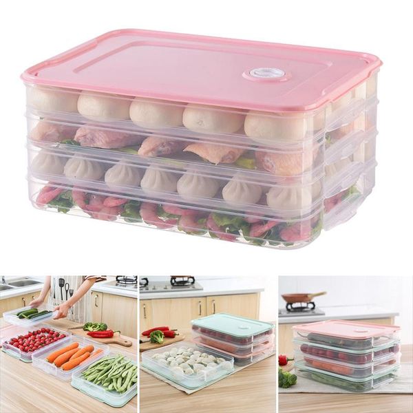

kitchen storage & organization food preservation tray refrigerator dumplings organizer box with lid dc156