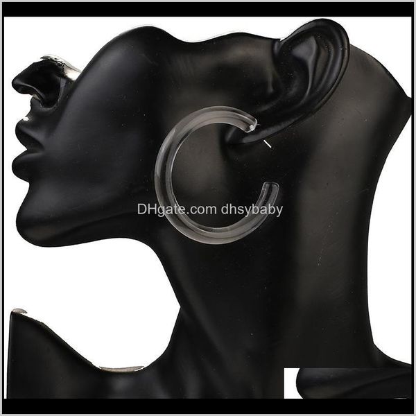 

dangle & chandelier drop delivery 2021 trendy round acrylic for women clear resin circle big transparent acetate hoop earrings jewelry tnz5p, Silver