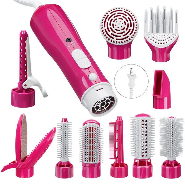 

10 in 1 multi styler straightener curling wand 1-step hair dryer comb air dryer brush - black us plug
