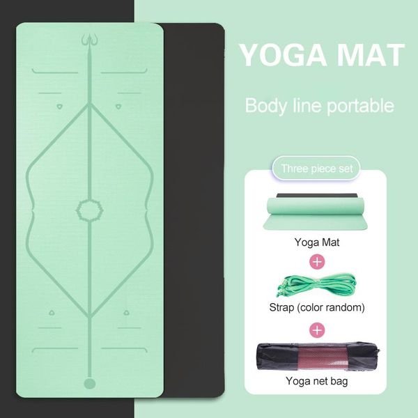 

yoga mats non-slip mat exercise pad double layer with bag strap for fitness pilates gym environmental position line sport pads