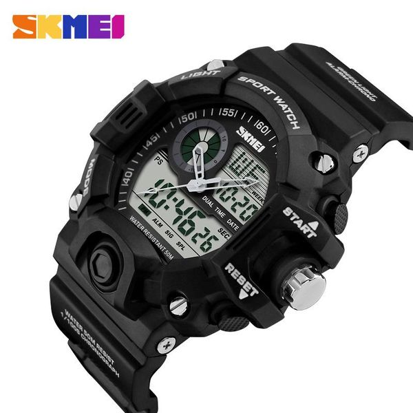 

wristwatches skmei sports watch men led digital watches dual display outdoor 50m waterproof wristwatch military relogio masculino 1029, Slivery;brown