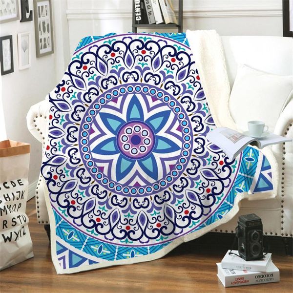 

blankets hoodie blanket plush throw 3d mandala printed sherpa fleece microfiber 2021 drop