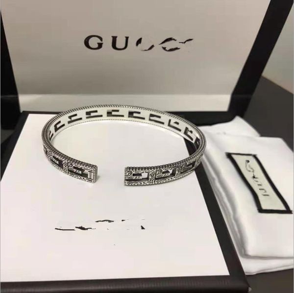 

designer jewelry antique square hollowed out pattern used opening bracelet for men and women, Black