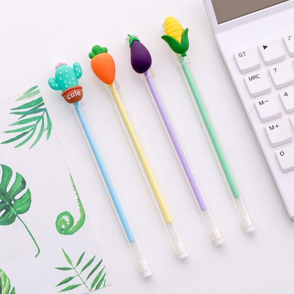 

gel pens 2pcs cute novelty cactus vegetable papeleria black ink writing kawaii stationery kids school office supply