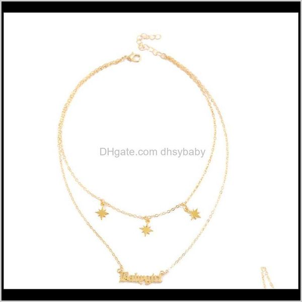 

necklaces & pendants drop delivery 2021 europe the united states jewelry personality fashion multi-layer star pendant babygirl letter neckla, Silver