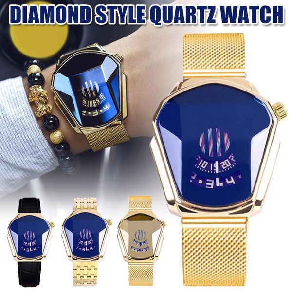 

wristwatches fashion cool locomotive men watches luxury steel band quartz gold wristwatch waterproof geometric shape relogio masculino, Slivery;brown