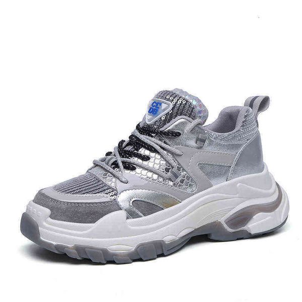 

film bottom leather women's shoes 2021 spring and winter sports leisure ins daddy thick soles increase shoe tide