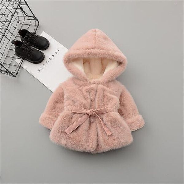 

winter girls hooded coat fashion thicken warm furs overcoat 0-4years childen's clothing girl faux fur jacket, Blue;gray