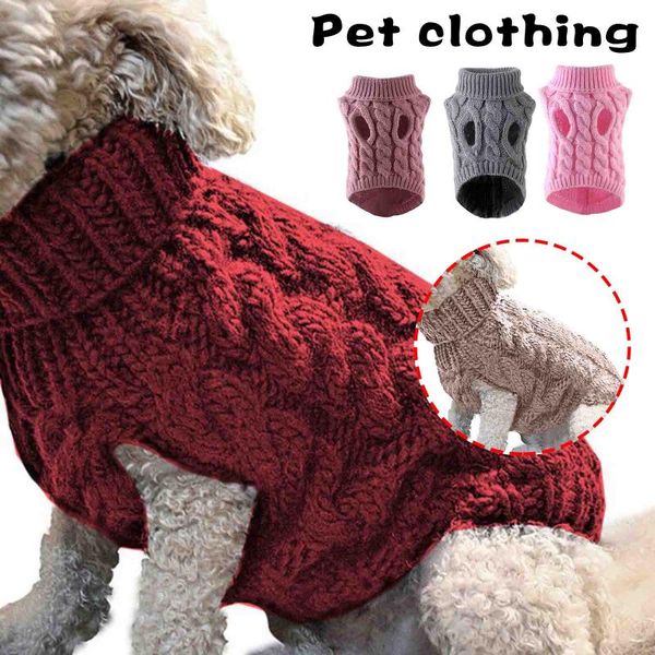 

dog apparel simple warm cat sweater turtleneck knitted pet costume autumn winter clothes hug-deals