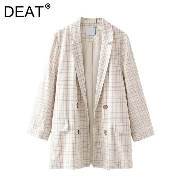 

women's suits & blazers [deat] 2021 autumn fashion tide coat long sleeve turn-down collar double breasted lattice loose blazer women 13, White;black