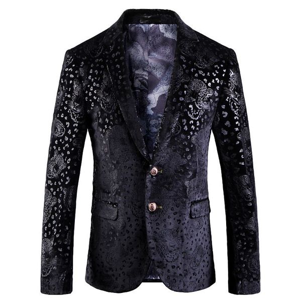 

men's suits & blazers luxury business hombre jacket plus size 5xl groom wedding 2021 new casual black velvet flower mhcq, White;black