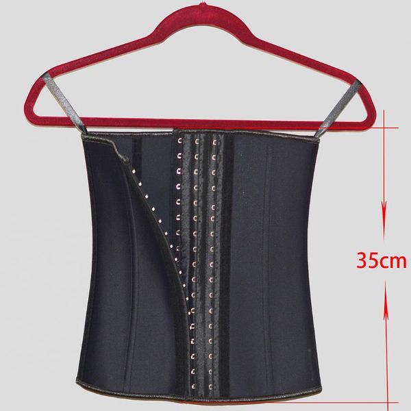 

bustiers & corsets 35cm long steal bone waist trainer clip latex corset 9 steel abdominal band, Black;white
