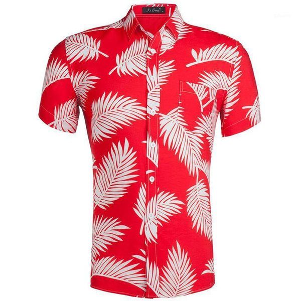 

men's casual shirts tencel hawaii for men fashion print holiday beach blouse short sleeve colorful comfortable regular fit shirt, White;black