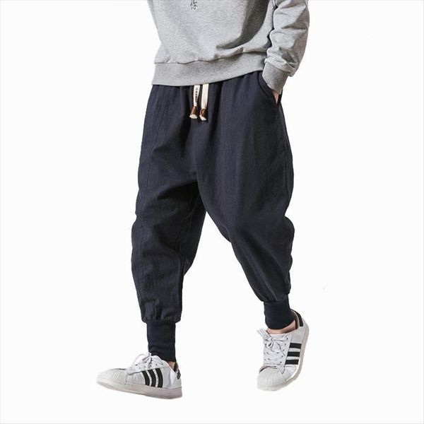 

dropshipping streetwear harem korean women pant style casual cotton linen trouser man jogger baggy, Black