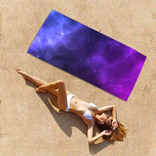 

towel purple starry sky quick-drying printing beach microfiber swimming bath drop