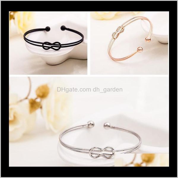 

bracelets jewelry drop delivery 2021 arrival cross bangle simple beads charm bracelet rose gold sier plated open cuff bangles gift for women, White