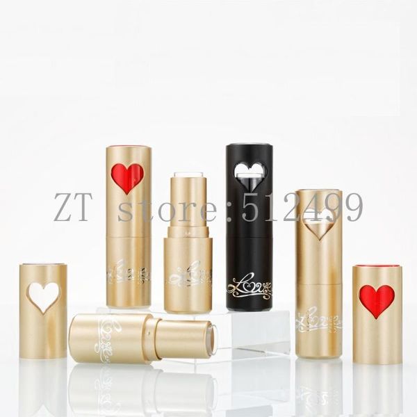 

10/30/50pcs empty cosmetics lipstick tube cylinder black gold heart 12.1mm shell refillable container diy material storage bottles & jars