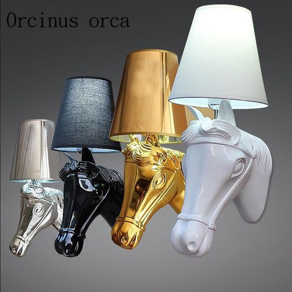 

wall lamp european style simple led horse head corridor bedroom bedside mediterranean