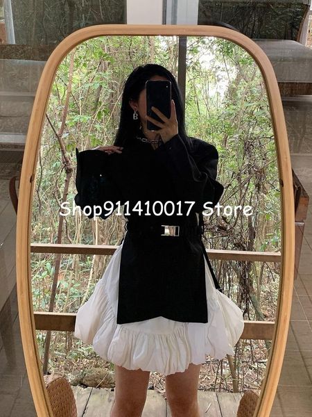 

women's t-shirt early spring niche design star same placket cross split suit, White