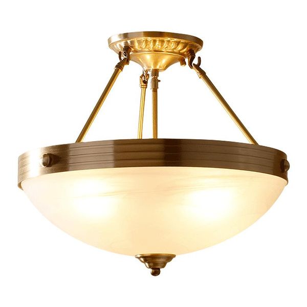 

ceiling lights american brass living room dining bedroom lamp corridor frosted glass retro round light