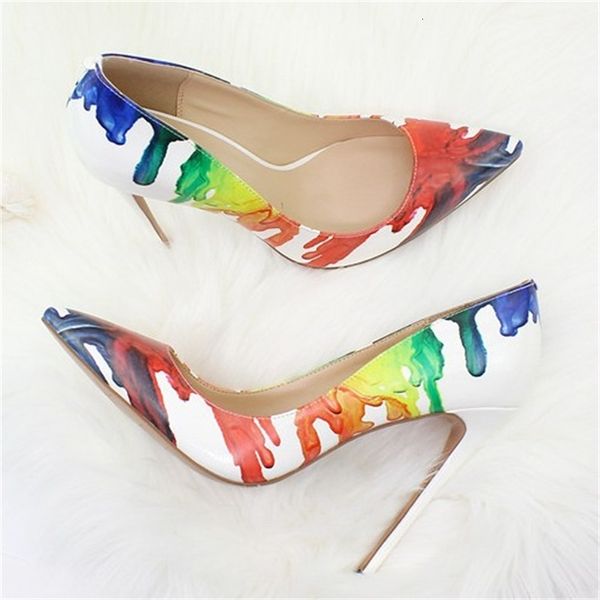 

sandals cartoon printed girls pumps fashion banquet high heels split leather shallow mouth pointed toe stiletto shoes d013b y, Black