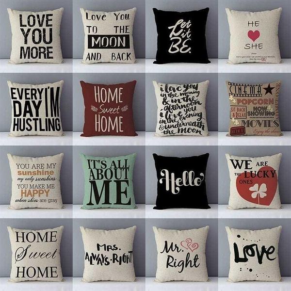 

cushion/decorative pillow phrase words letters printed couch cushion home decorative pillows 45x45cm square cushions without "love you