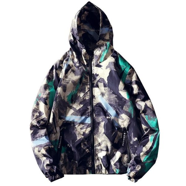 

men's bomber hooded casual slim printed windbreaker jacket male outwear zipper harajuku fashion jackets men coat clothing i8da, Black;brown