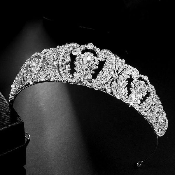 

hair clips & barrettes luxury crystal bridal tiaras royal queen crowns women prom baroque pageant diadem rhinestone jewelry wedding accessor, Golden;silver
