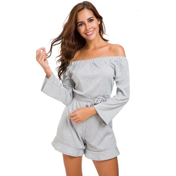 

women's jumpsuits & rompers now europe high street summer slash sleeve solid bodycon, Black;white