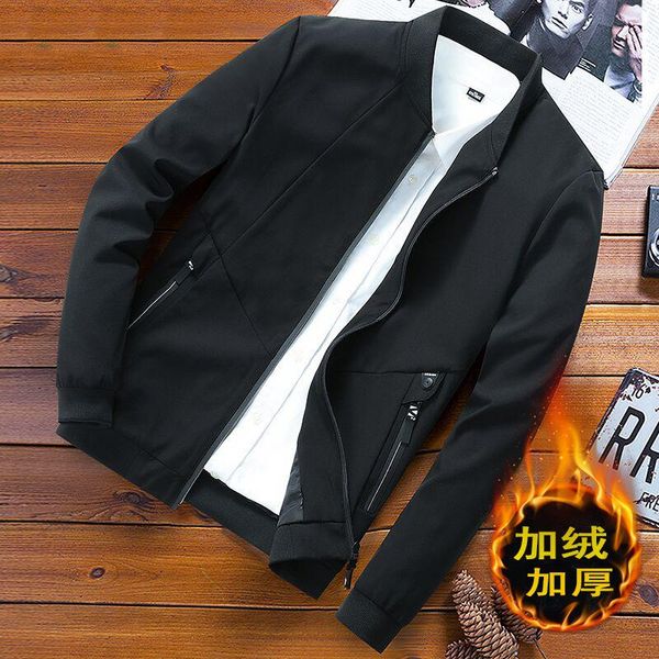 

men's jackets jacket 2021 autumn and winter korean version of the trend large size plus velvet thick casual clothes, Black;brown