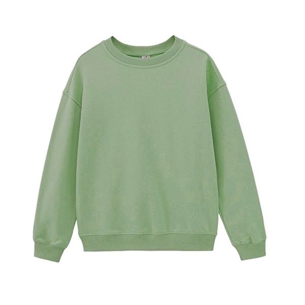 

ies white sweatshirts woman solid color pullovers female jumpers crew neck loose clothes 211104, Black