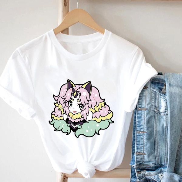 

women's t-shirt fashion cute cartoon devil printing pattern white t shirt harajuku style men and women can wear large short-sleeved