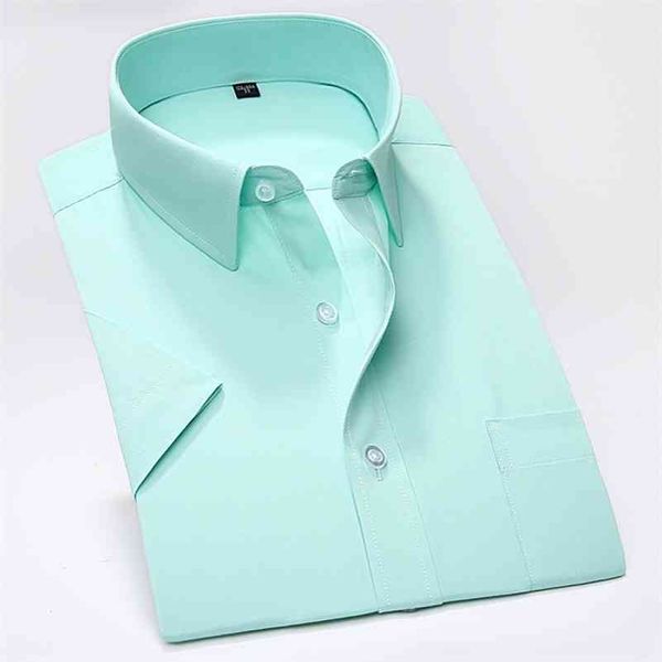 Camicia da lavoro estiva da lavoro collo quadrato maniche corte taglie forti dalla S alla 7xl camicie da uomo formali a righe in twill solido senza dissolvenza 210714