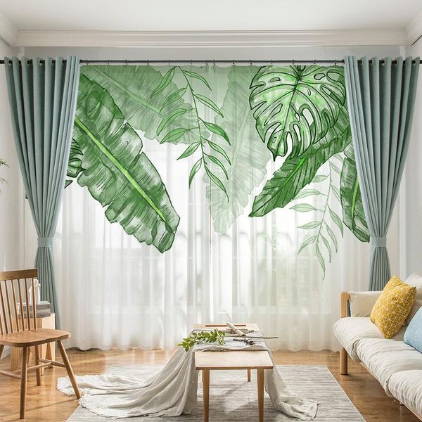 

curtain & drapes customized nordic ins wind net red fresh simple green plant living room bedroom balcony light transmission