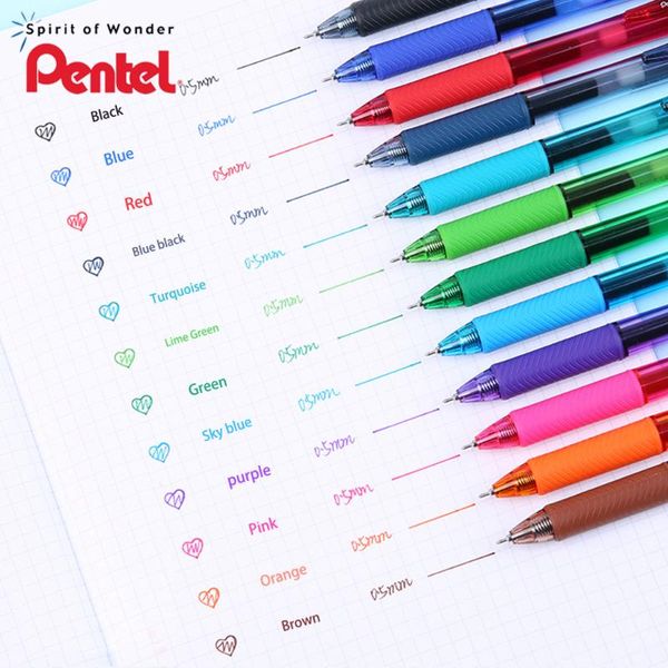 

gel pens 12pcs/12 colors japan pentel bln-105 pen needle tube type press color 0.5mm smooth and quick-drying