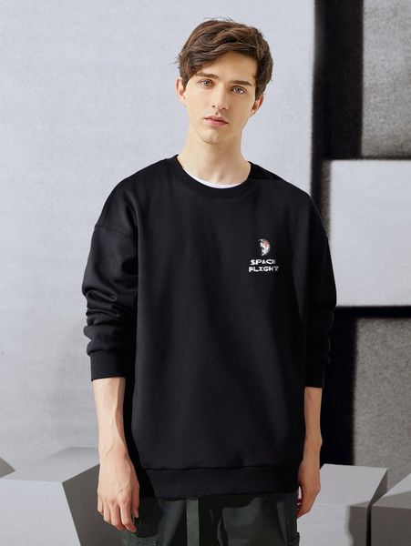 

men letter graphic drop shoulder sweatshirt o9hv#, Black