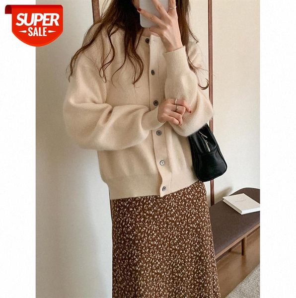 

raccoon cashmere sweater women long-sleeved round neck cardigan korean version of solid color loose 12787 #n69d, Black;gray