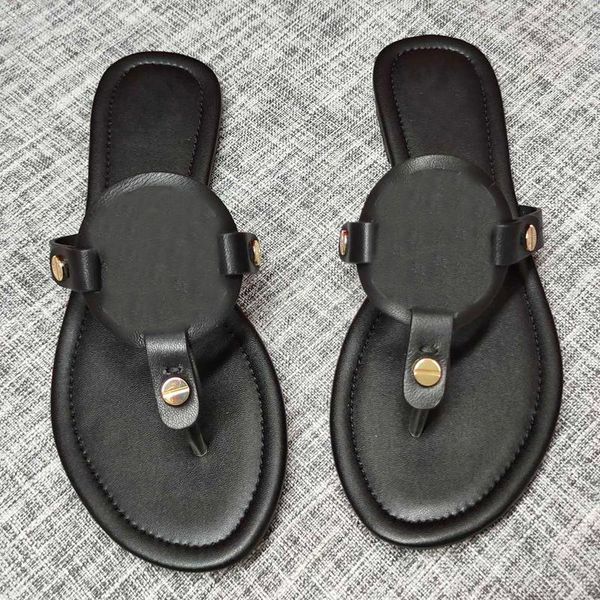 

slippers fashion luxury flip flops women flat sandals summer shoes leather ladies womens beach, Black