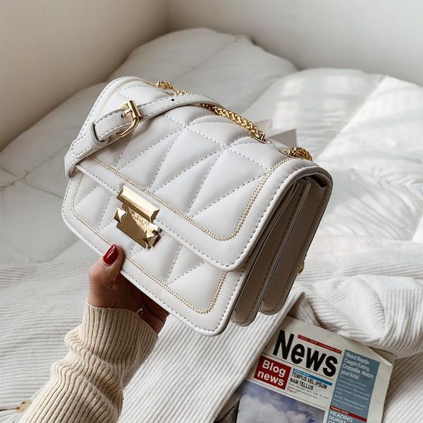 

shoulder bags metal chain diamon lattice korea fashion crossbody handbags