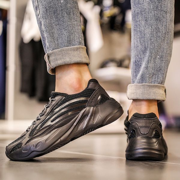 

men's 2021 spring casual sports fashion trend simple korean ins running men's sho, Black