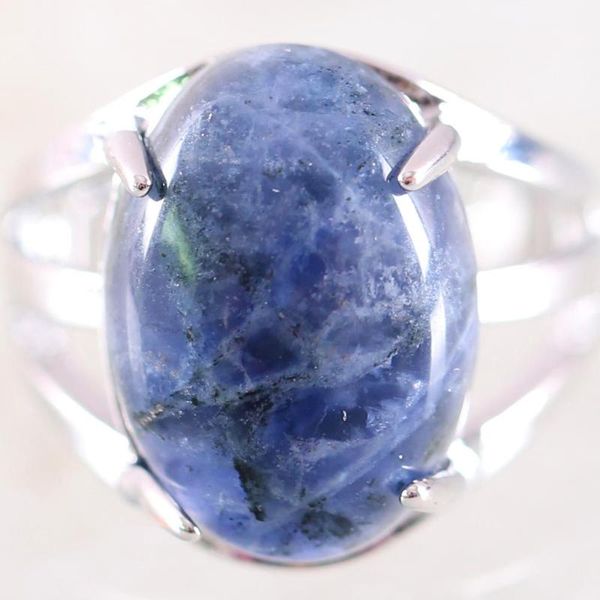 

cluster rings finger ring for woman natural stone gem oval beaded blue sodalite adjustable jewelry gift 1pcs z171, Golden;silver