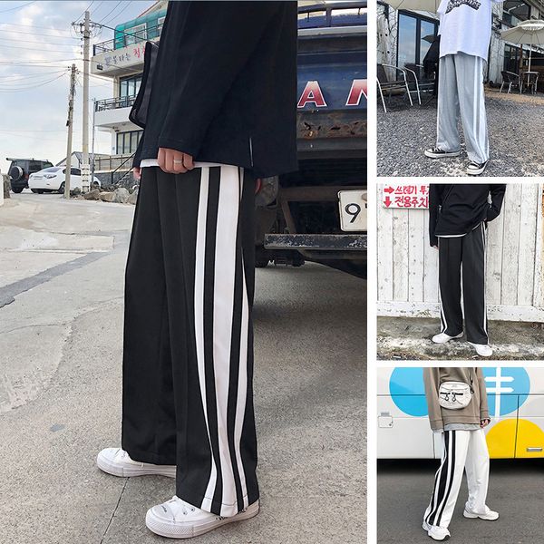 

men's shorts pants men's spring and autumn korean style loose trendy striped casual teenagers mop qp0i, White;black