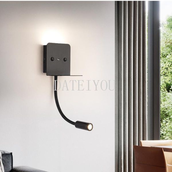 

wall lamps usb bedroom bedside led lamp living room background can charge mobile phone
