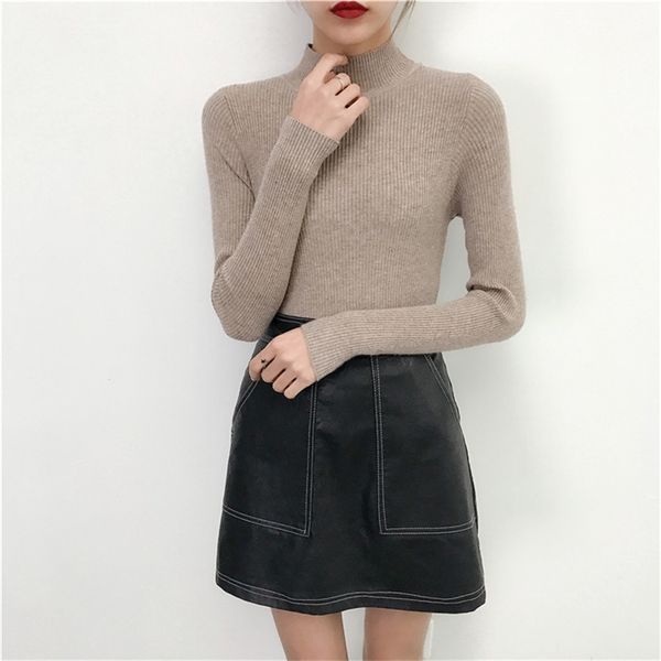 

wwenn autumn turtleneck knitted sweater female simple leisure ladies fashion pullove women sweaters cashmere casaco feminino 210507, White