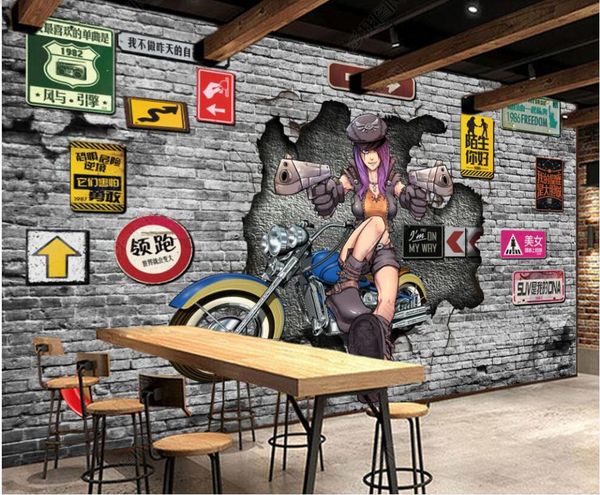 

3d wallpaper custom p retro nostalgic 3d beauty motorcycle dining bar home decor 3d wall murals wallpaper for walls 3 d in the living room