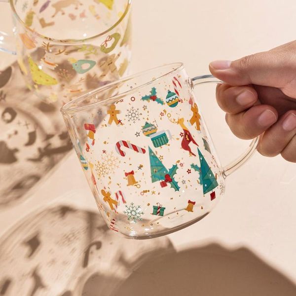 

mugs 450ml creative glass drink cup elk forest coffee mug milk teacup with handle not inverted kitchen party drinkware beer